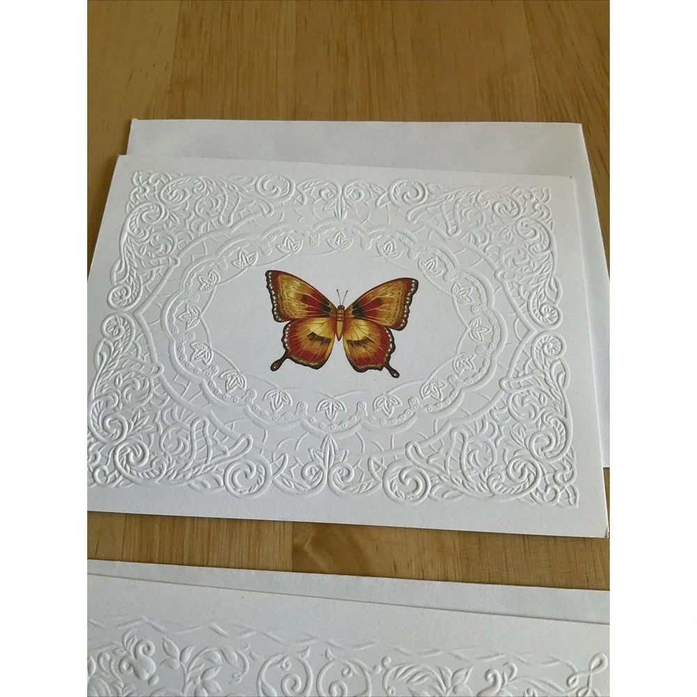 Current USA‎ Embossed 4 Butterflies Greeting Card Within Envelopes Blank